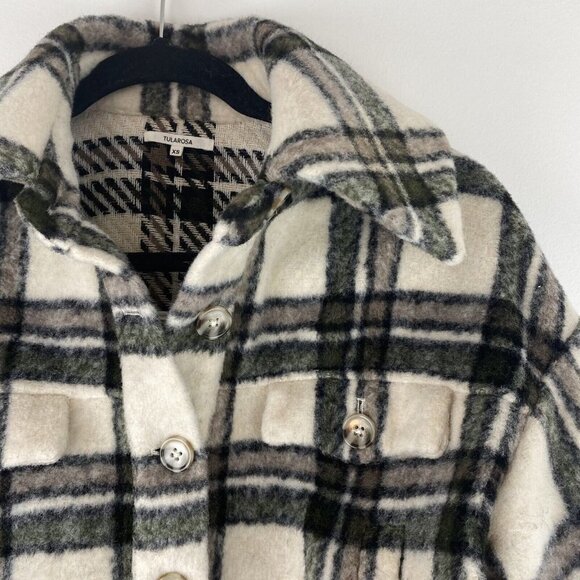 Tularosa Women's Cropped Plaid Jacket Shacket Size XS Revolve Cream Coat Josie - Picture 2 of 10